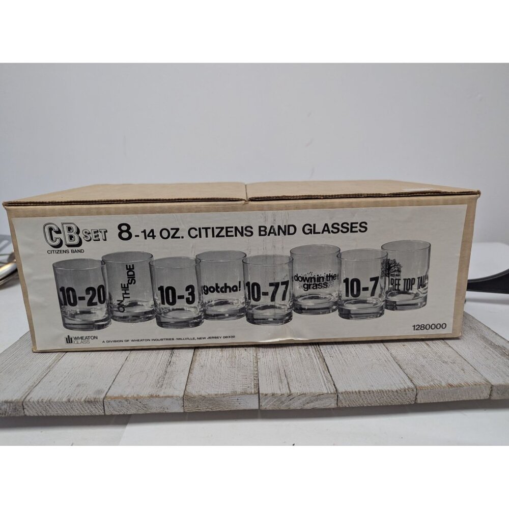 Vintage Wheaton Set of 8 CB Citizen Band Barware Old Fashioned Glasses 14oz
